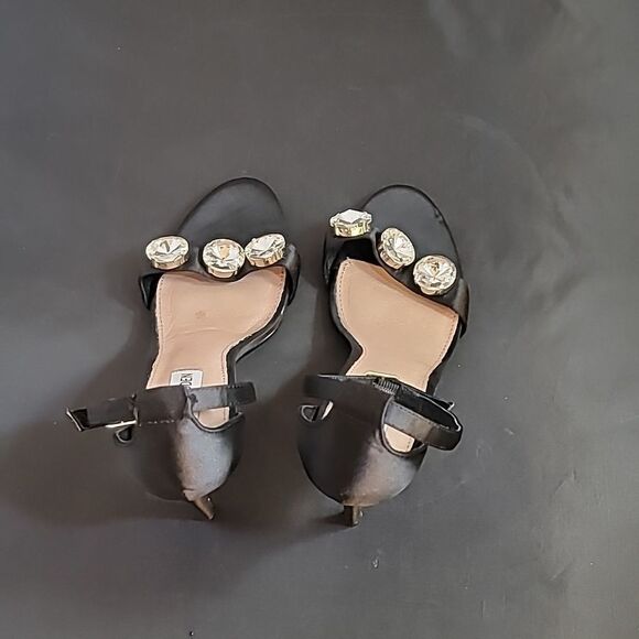 STEVE MADDEN SATIN OPEN TOE STILETTOS ADJUSTABLE BUCKLE ANKLE STRAP SANDAL R3 - Picture 10 of 16